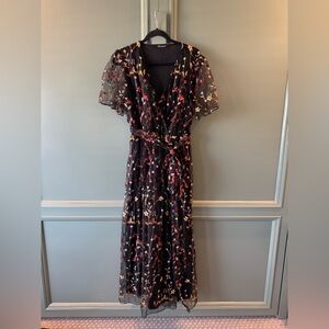 Simplee Elegant Black Floral Maxi Dress